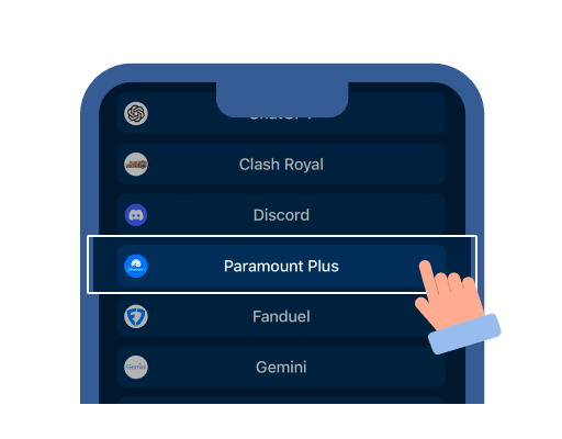 Select the service of your choice from the dropdown list